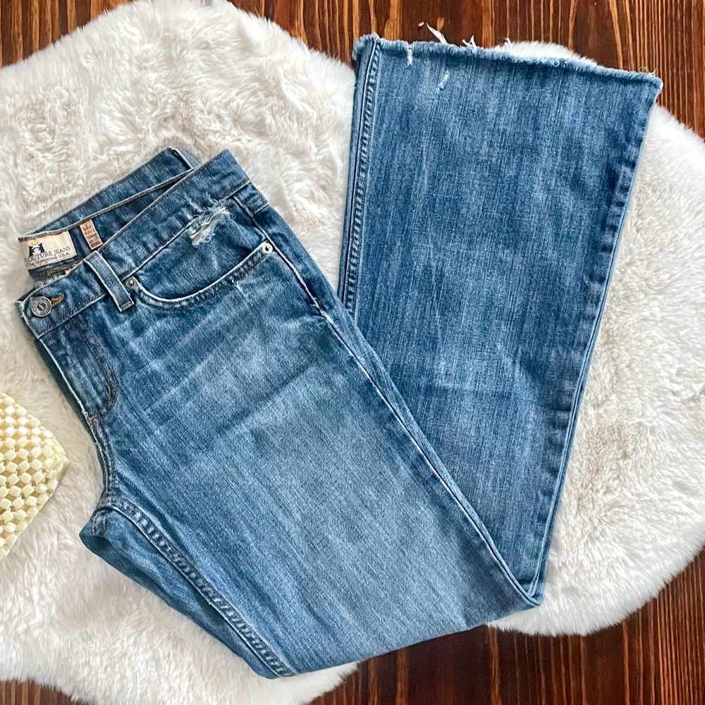 Vintage Y2K Juicy Couture low rise bootcut frayed hem jeans Size 28 EUC